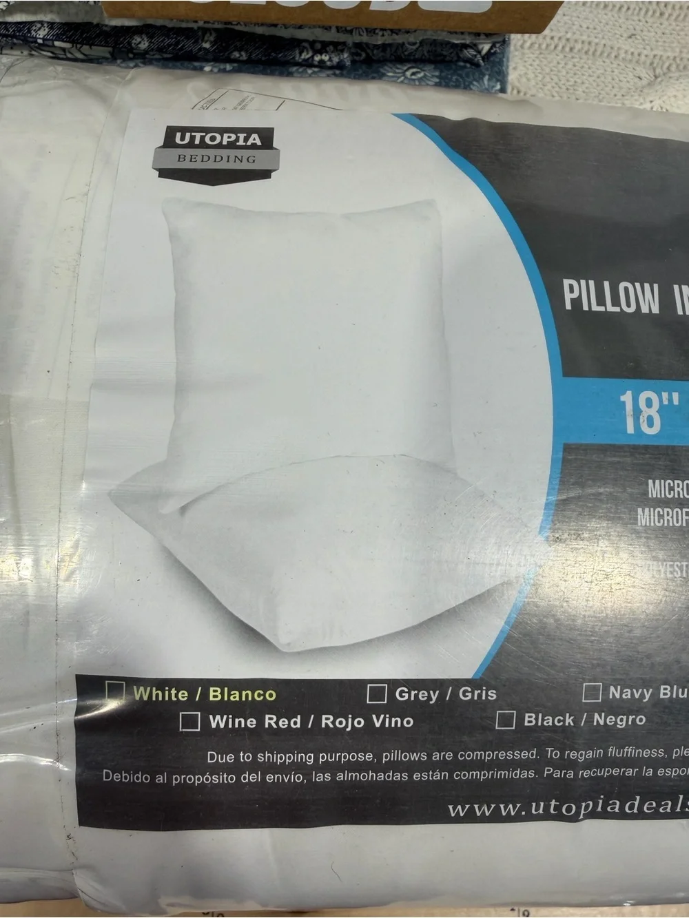 Utopia White 18 x 18 Pillow Insert - Pack of 2